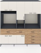 Resim Kronos Dolap 10 Raflı 6 Çekmeceli 8 Kapaklı 220x59x243 Antrasit-aytaşı/çam Aytası/atlas Çam 