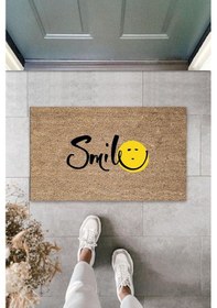 Resim Kahverengi Kapı Önü Paspası Smile Desen K-3269 