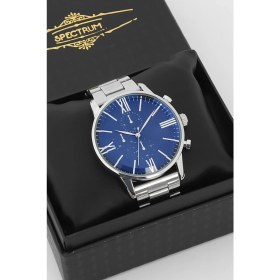 Resim Spectrum Premium Çelik Kordon Gümüş Renk Lacivert Kadran Erkek Kol Saati Saat Kutusu Hediyeli 