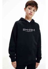 Resim Deathnote Baskılı Unisex Çocuk Kapüşonlu Siyah Sweatshirt (534660506) Siyah 