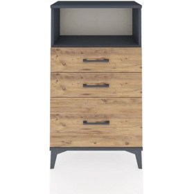Resim Arges Komodin Tek Raflı 3 Çekmeceli 60X30X106 Antrasit-Çam 