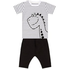 Resim Denokids Sevimli Dino Erkek Çocuk T-shirt Kapri Şort Takım Çok Renkli 