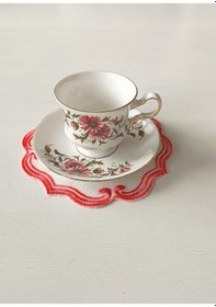 Resim Nurantik Royal Vale Antika Çay Fincanı Çiçek Desenli Kirmızı 