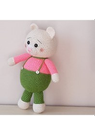 Resim Amigurumi Örgü Oyuncak Renkli Ayı Yeşil 