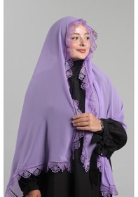 Resim Hürrem Bone Mor Namaz Başörtüsü Şal Şifon Güpürlü 202106 22 Mor 