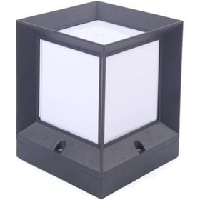 Resim Antrasit Renk Kare Küp Setüstü Bahçe Aydınlatma Armatürü 