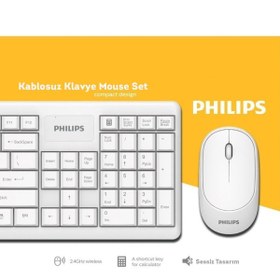Resim Philips Klavye Mouse Seti Türkçe Q 2.4 Ghz Wireless Beyaz Kablosuz Spt6314 C314 