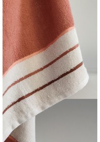 Resim Ucu Çizgili İpliği Boyalı %100 Pamuk Banyo Havlusu - Yumuşak & Yüksek Su Emici-90x150 Cm-terra Terra Terra 