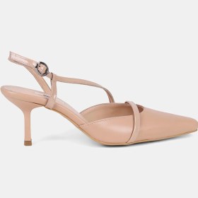Resim Desa Kadın Ten Slingback Sivri Burunlu Ince Topuklu Deri Stiletto 