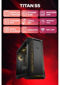 Resim Game Garaj Titan S5 R7-7800X3D 32 GB 1 TB SSD RTX5080 Free Dos Oem Paket Masaüstü Oyuncu Bilgisayarı 