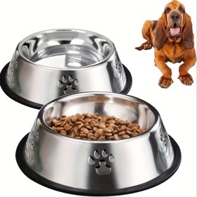 Resim Kaymaz Kauçuk Tabanlı Paslanmaz Çelik Evcil Hayvan Yemek ve Su Bardağı - İç Mekan Kullanımı İçin Dayanıklı Köpek ve Kedi Yemek ve Su Bardağı, Küçükten Büyüklerine Uygun 