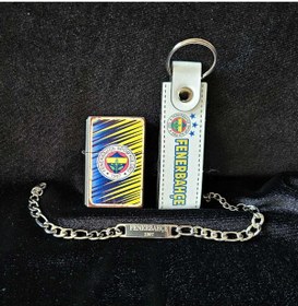 Resim SENDEAL SHOP Fenerbahçe Çelik Bileklik ve Çakmak Seti FB01 