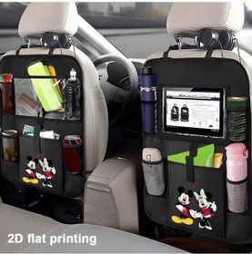 Resim Xuweiwei Disney Mickey Mouse Clubhouse Araç Koltuğu Düzenleyici Siyah Çok Cepli Depolama Çantası 