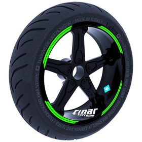Resim Çınar Extreme Double Stripe Jant Şeridi Sticker Floresan Yeşil 