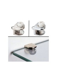 Resim Metal Cam Raf Tutucu Düz Krom Plastik Vidalı 5 Adet 