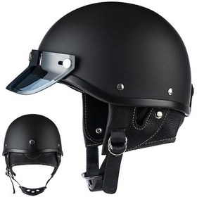 Resim 3c Japon Tarzı Vintage Harley Motosiklet Kask Kepçe Kask 2s69zd Açık Siyah 