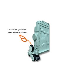 Resim 8 Tekerlekli Yeşil, 38l Orta Boy Hareketli Alüminyum Tutacaklı Alışveriş Arabası 