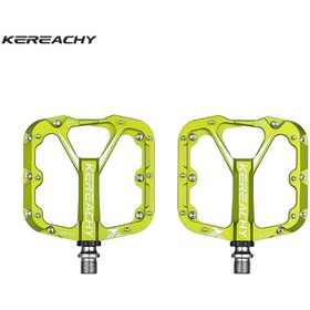 Resim motosergen Kereachy 3 Rulmanlı Alüminyum Alaşımlı Mtb Freeride Bmx Geniş Platform Bisiklet Pedalı Yeşil 