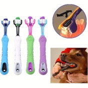 Resim 1 adet Etkili Köpek ve Kedi Diş Temizliği ve Ağız Bakımı için 3-Yönlü Pet Diş Fırçası 