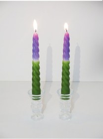 Resim MİSSİ 2Lİ MOR-YEŞİL BURGULU ŞAMDAN MUM SETİ 