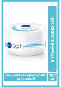 Resim Nivea Soft Jojoba Yağı E Vitamini Yüz Vücut El Yumuşak Cilt Hissi Soft Nemlendirici Bakım Kremi 100 ML 