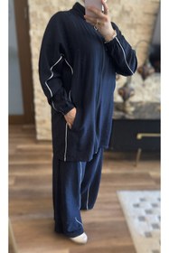 Resim MİMİ Luxury Wear Kadın Biye Detaylı Fermuarlı Tesettür İkili Takım 
