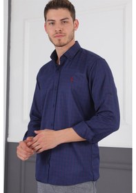 Resim G720 Dewberry Erkek Gömlek-lacivert- Bordo Lacivert- Bordo 