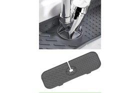 Resim Delixa Elastik Musluk Mat Su Tutucu Düzenleyici Silikon Kaydırmaz Mutfak Banyo Lavabo Tezgah Üstü Matı 