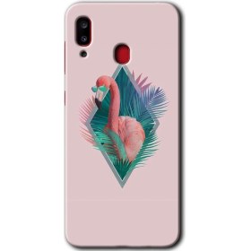 Resim Bera Aksesuar Samsung Galaxy A20 Kılıf Hd Desen Baskılı Arka Kapak - Flamingo 