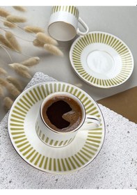 Resim Porser Alya Yağ Yeşili Kahve Fincan Takımı 80cc 2 Kişilik 4 Parça Çok Renkli 