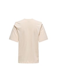 Resim Only Onlmoody Lıfe S/s Word Top Box Jrs Kadın Bej T-shirt - 15343277 