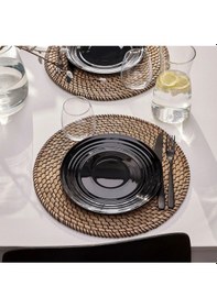 Resim Akdeniz Nätbarb Siyah Renk Temperli 24 Cm Tabak 6 Adet Servis Tatlı Pasta Tabağı Siyah 