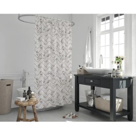 Resim Jackline Banyo Duş Perdesi Mermer Desenli Duş Perde Su Geçirmez Banyo Perdeleri Polyester Kumaş Duş Perdesi 
