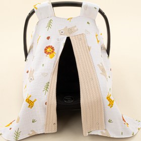 Resim Puset Örtüsü - Çift Taraflı - Sütlü Kahve Örgü - Aslan 