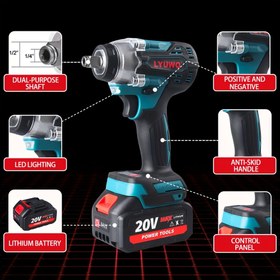 Resim LYUWO 420NM Elektrikli Anahtar Soketli, Şarj Edilebilir Fırçasız Lityum Pil, Küçük Araba Tamir Aracı, Platform Çivi Çıkarma, Elektrikli Tornavida, 17mm Soketli, Doğum Günü Hediyesi 