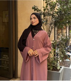 Resim modacofashion Düğmeli Ferace Detaylı ve Yırtmaçlı 
