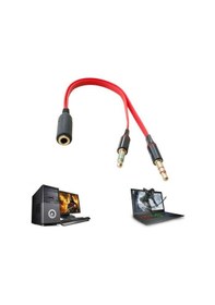 Resim 3.5 Mm Aux Kulaklık Mikrofon Dönüştürücü Birleştirici Kablo 