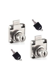 Resim Eymenyapimarket 2 Adet Kare Çekmece Kilidi Zamak Nikel Kaplama 