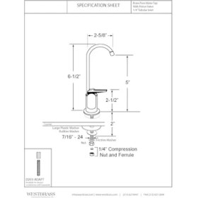 Resim Westbrass A203-NL-07 6" -Flo Stil Saf Soğuk Su Dağıtıcı Musluk, Nikel 