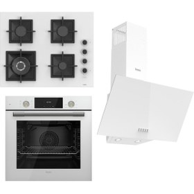 Resim Ferre Flameart Sc Serisi Beyaz Set (SC406-WFA + QMS63CB +D087 ) - 65 Cm'lik Kare Döküm Izgara-Wok 