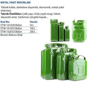 Resim Biterse Askeri Yeşil Metal Benzin Bidonu Yakıt Bidonu 1 Adet 