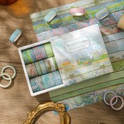 Resim 20 Rulo Vintage Baskı Serisi Washi Bandı Seti Yağlı Boya Stili, Günlük Scrapbooking Malzemeleri İçin 2 Metre (2.2 Yards) Uzun Maskaj Bandı, Sublimasyon Günlük Scrapbooklar ve DIY El Sanatları Kırtasiye 