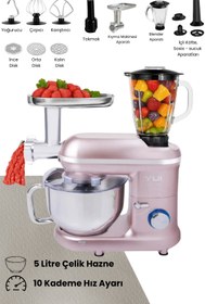 Resim Yui M120 Multi-fonksiyonel 3'ü Bir Arada Stand Mikser Kıyma Setli Ve Blender Özellikli Rose 