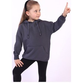 Resim Toontoy Kız Çocuk Kanguru Cepli Sweatshirt Füme Melanj 