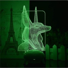 Resim Szypzstore Mısır Anubis Firavun Şekil 3d Illusion Lamba Uzaktan Kumanda İle Led Gece Lambası + 7/16 Renk Değiştirme Usb Masa Lambaları Ev Dekorasyonu Çocuklar Doğum Günü/noel Hediyeleri 1j3u3w Siyah 