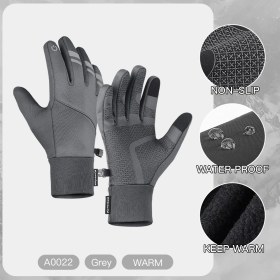 Resim Liangduo Shop Gri Tarzı M Boyutu Kış Sporları Artı Kadife Sıcak Eldiven Erkekler ve Kadınlar Için Dokunmatik Ekran Kayak Bisiklet Bisiklet Sürme Soğuk Geçirmez Açık Eldiven (Yurt Dışından) 