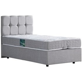 Resim Setaymobilya Baza, Berlin Tek Kişilik Baza+Başlık+Comfort Yatak Seti, Açık Gri 