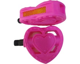 Resim Güçlü Bisiklet Motosiklet Kalpli Kız Çocuk Pedalı 16 ve 20 Jant Bisikletlere Uygun Reflektörlü Pembe Renk 