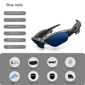 Resim Alice Bluetooth Gözlük Kulaklık Akıllı Kablosuz Müzik Bisiklet Polarize Güneş Gözlüğü (Yurt Dışından) 
