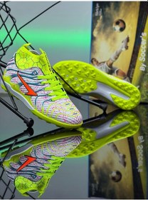 Resim Erkek Çocuk Genç Halısaha Çim Saha Çoraplı Bağcıklı Desenli Spor Futbol Ayakkabı 2060hs Beyaz - Sarı 